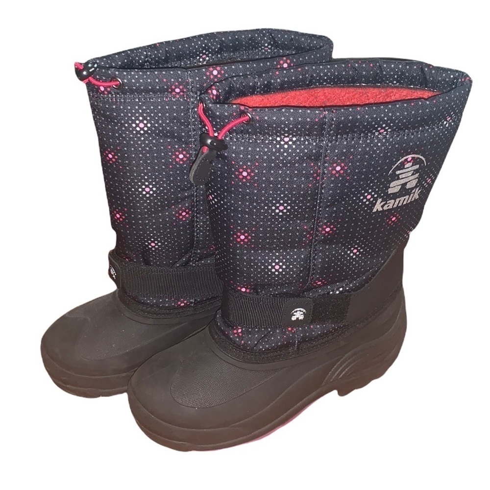 Kamik Girl’s Rocket 2 Black‎ and Pink Winter Snow Boots Size Six